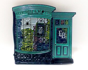 HPinstreet Diagon Alley FLOURISH & and BLOTTS enamel lapel PIN / pinstreet Harry Potter Magic Book Shop Hogwarts / BUNCEandBEAN