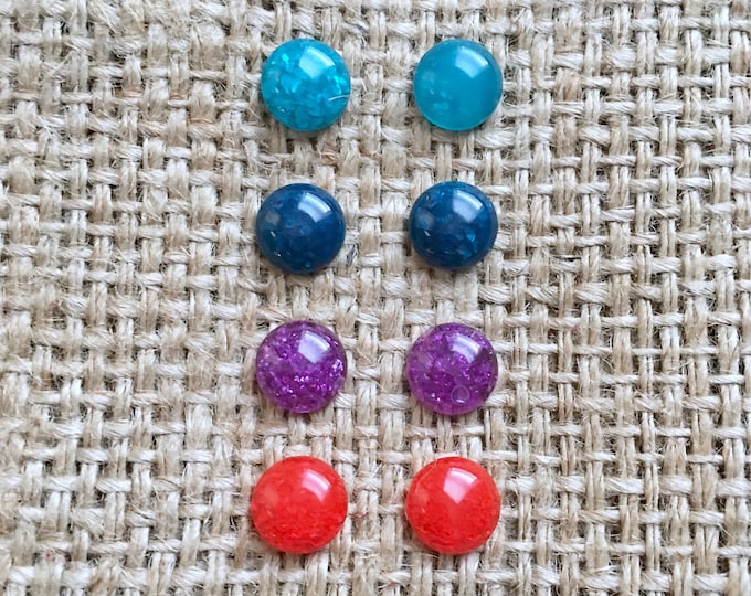 Matte Stud Earrings, Matte Post Earrings, Colorful Matte Studs, Matte Earrings, Faux Stone Earrings, Colorful Studs, Choose from 4 Colors