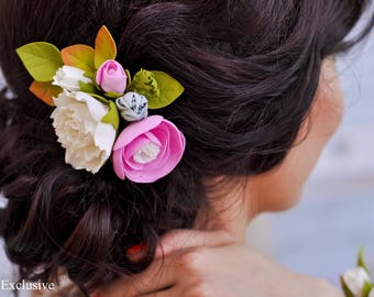 Rustic wedding comb Bridesmaid set Bridal hair comb Floral sash Wedding belt Flower hair accessories Wedding sash flower Bridesmaid belt