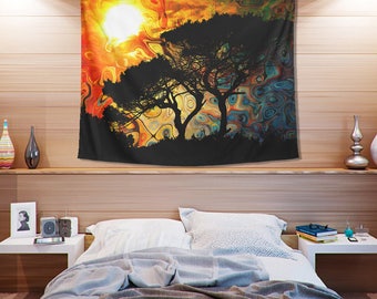 African Sun Tapestry- Cool Sunset Landscpae Tapestry- Sunset Design- Warm Colors Tapestries- Sunrise Inspired Art- Home Decor- Crisp Image