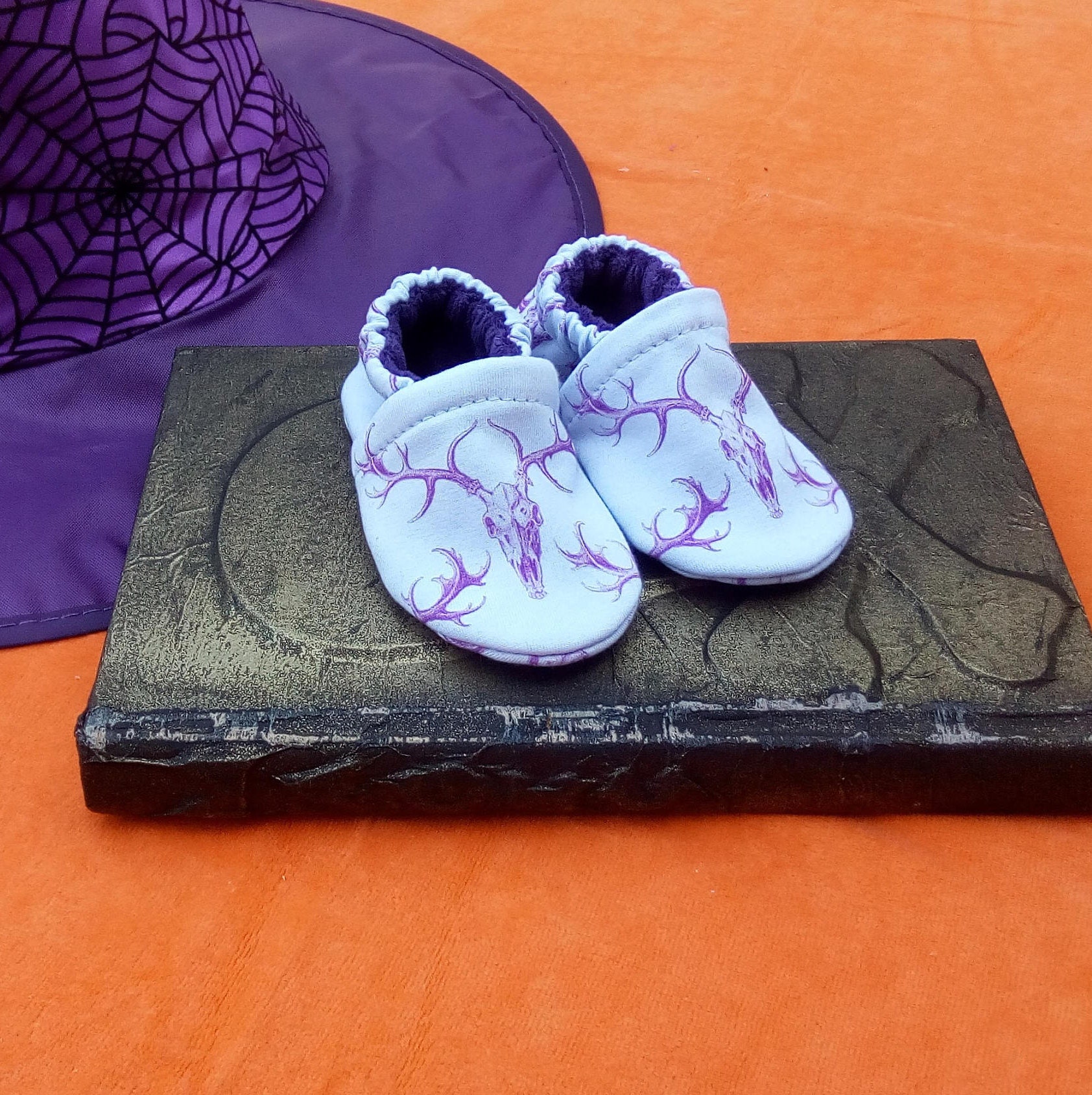Purple Deer Skulls : Soft Sole Baby Shoes 3-6M Purple Deer Skulls : Soft Sole Baby Shoes 3-6M