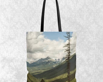 Mountain Tote Everyday Bag, Scenic Mountains Tote, Tote Bag For Men, Nature Themed Gift, Mountain Range, Forest Shopping Bag, Canada Gift