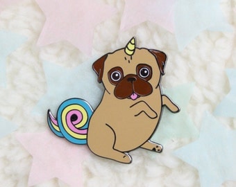 Unipug hard enamel pin - unicorn - pug - brooch