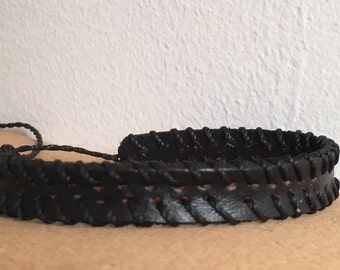 Leather Bracelet - black bracelet - women bracelet - ajustable bracelet