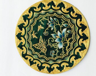 Chinese Japanese Silk Embroidered Butterflies and Floral Wall Tapestry Panels, Chinese Wall Art, Oriental Tapestry