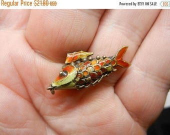 Summer Sale Vintage sterling Silver & Enamel Fish Charm