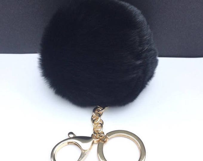 DIY Make Your Own Real Genuine Rabbit fur pom pom keychain puff ball charm keyring