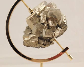 A BIG! 100% Natural PYRITE Crystal CUBE Cluster! With a Stand From Peru 601gr
