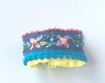 Boho - textile cuff - bracelet Bohemian bracelet