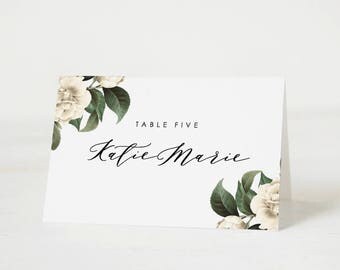 Printable place card template, Wedding place card, Name tags, Calligraphy place cards, Editable escort card | Edit in Word or Pages