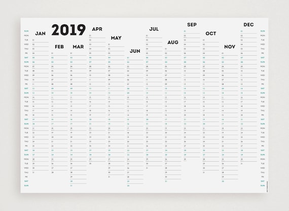 White Out 2019 Wall Planner