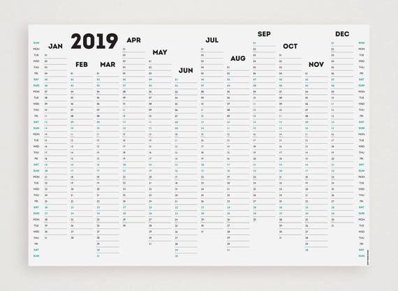 White Out 2019 Wall Planner