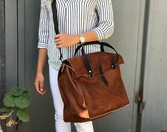 Sale!!! Large leather tote Convertible leather bag Purse Women's leather crossbody tote bag Leather laptop bag women Messenger bag