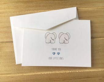 Baby Boy Twins, Thank You Baby Shower Cards, Twin Boys Shower Cards, Set of 10, Personalized Thank You Cards, Hand Finished Twins Cards