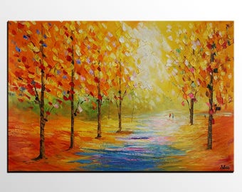 Abstract Art, Canvas Art, Large Oil Painting, Autumn Tree Painting, Abstract Painting, Large Wall Art, Canvas Painting, Landscape Painting