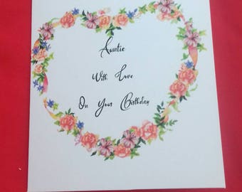 Auntie, With Love On Your Birthday Card, Floral Auntie Card, Birthday Wishes For Aunt, Aunty Birthday, Flowers For Auntie, Family Cards,