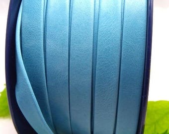10mm flat leather shoelace double turquoise by 20 cm