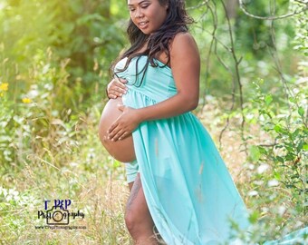 35colors dress+shorts open belly gown Sweetheart/straight tube•Chiffon Maternity Gown• Split In Front• Maxi Long Dress• Maternity dress