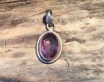 Amethyst Pendant-Sterling Silver Pendant-Handmade Vintage Pendant-Ethnic-Hippy-Gypsy-LV55