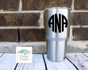 Circle Monogram Vinyl Decal - Monogram Decal - Decal- Monogram Sticker - Laptop decal - Car decal - Yeti Cup Decal Tumbler Personalized