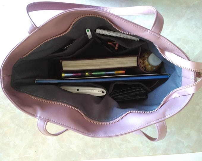 Shoulder bag purse Organizer tote bag Pink Laptop bags for women Vegan bag Lilac