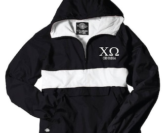 Chi Omega // Chi O // Sorority Charles River Rain Jacket (stripe) // Choose your color