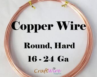 5% OFF Pure Copper Wire, Round Half Hard 16, 18, 19, 20, 21, 22, 24, Gauge GA 5Ft, 10Ft, 15Ft, 25Ft, 50 Feet Great for Crafts and Jewelry Ma