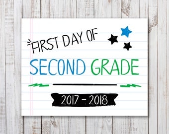 Printable First Day of School Sign, Back to School Printable, Boys or Girls Photo Prop, Second Grade Sign, Back to School Photo Prop, 2nd