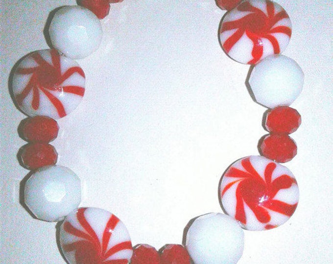 White Red Candy Cane Bracelet