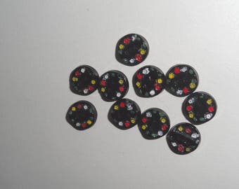 Buttons color noirpetit pattern sets of 6 buttons