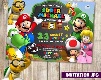 YOSHI BIRTHDAY INVITATION Mario Bros birthday party Mario