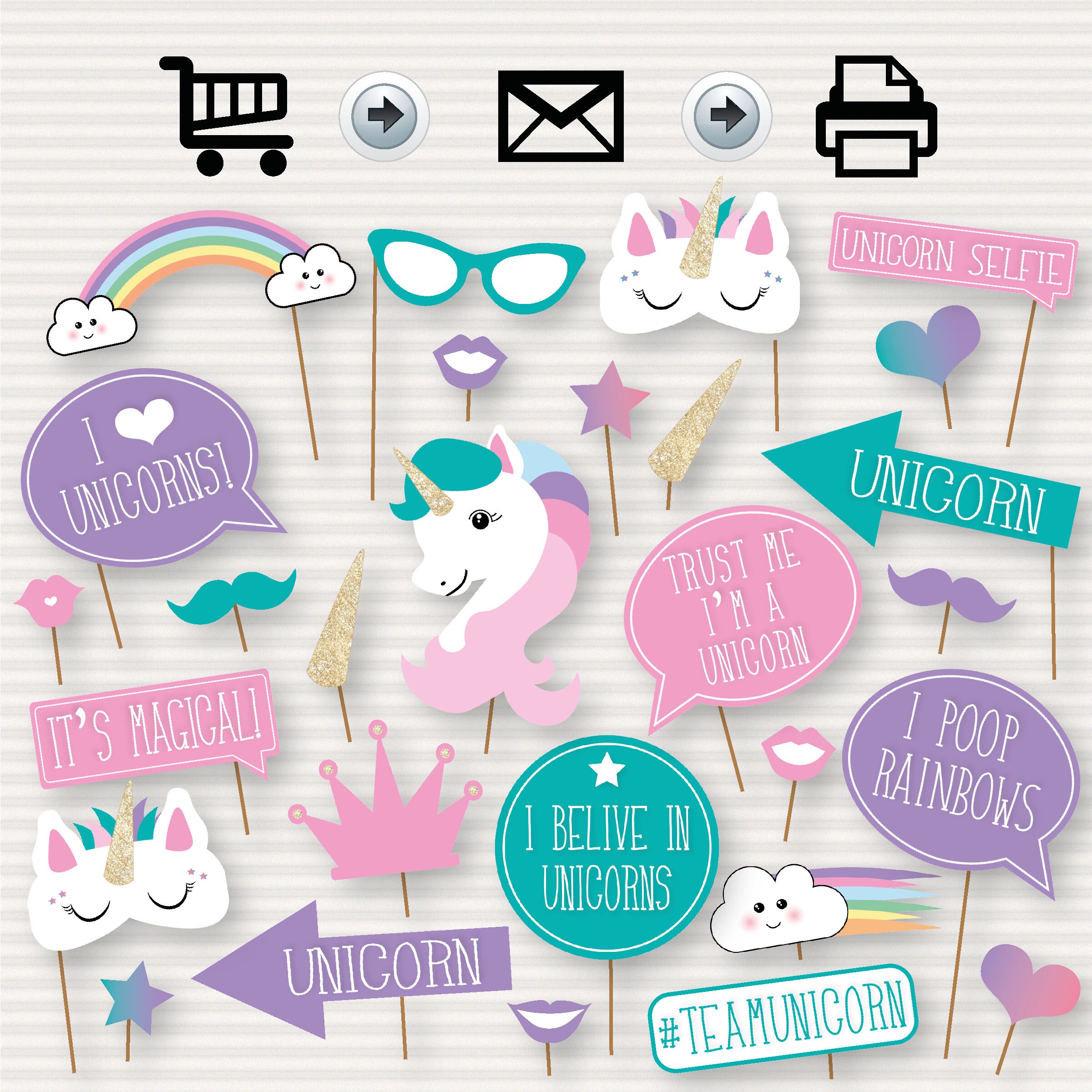 unicorn party printable photo booth props unicorn party