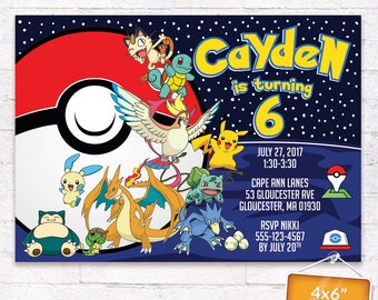 Pokemon Invitation Pokemon Go Photo Image Birthday Party Invite Pokemon Battle Printables Supplies Pack Customized Digital File