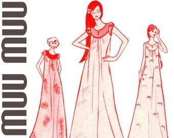 Vintage Muu Muu Pattern Polynesian Dress LIFESTYLE PATTERNS 3200 UNCUT bust 32.5-38 Hawaiian Dress Long Muu Muu Round Yoke Dress Pattern