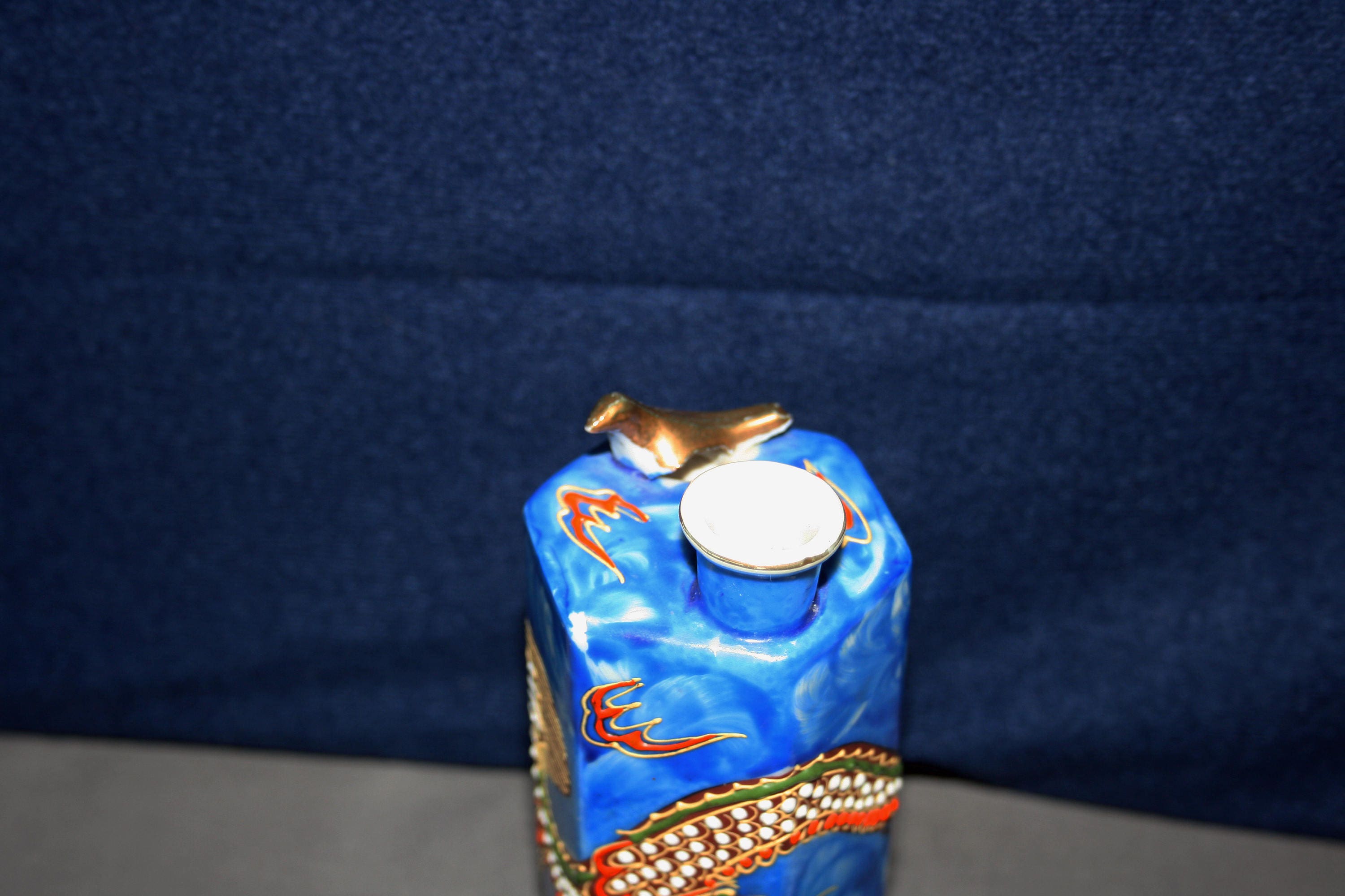 Vintage Dragonware Sake Set SATSUMA Geisha Lithophane Whistling Singing