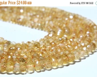 65% OFF SALE 13" Full Strand Natural Citrine Rondelles 4mm to 5mm Rondelle, Genuine Citrine Beads Drilled Gemstone Faceted Rondelle Beads
