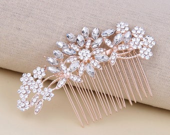 Bridal Hair Comb Rose Gold Decorative Crystal Combs For Wedding Headpiece Bridal Hair Piece Vintage Wedding Hair Accessories Bridesmaid Gift