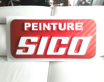 Vintage 1980 Sico paint company plastic sign peinture Sico 36 inches X 18 inches