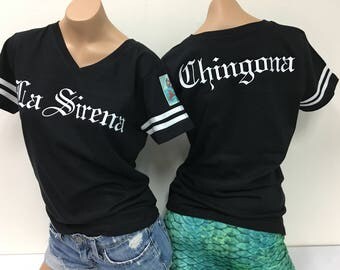 La Sirena Chingona Football Tee