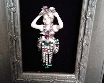 Flower Lady Vintage Framed Jewelry Art