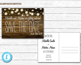 Rustic Save-The-Dates, Printable Rustic Save the Date Postcard, Save the Date, Rustic Wedding, Printable Save the Date, TEMPLATE, YOU EDIT