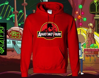ANATOMY PARK HOODIE | Rick & Morty Inspired Anatomy Park Logo on Kangaroo Pocket Gildan Heavy Weight Hoodie | Many Colours Available !