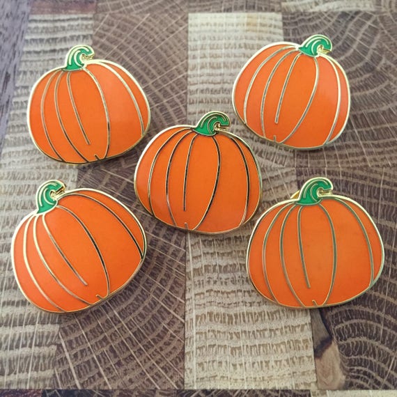 FIVE PACK 1 Hard enamel Pumpkin lapel pin Halloween