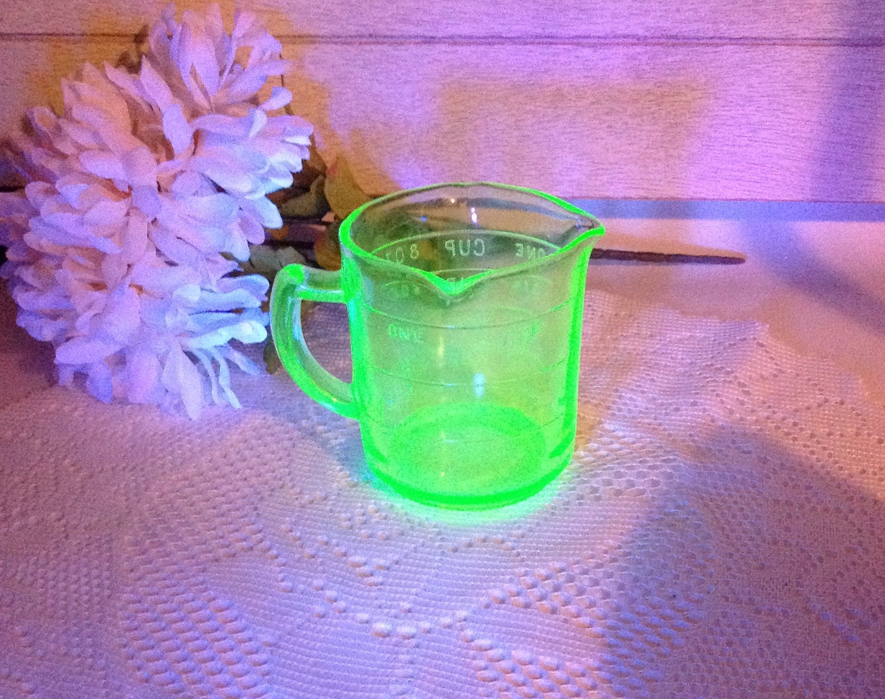 Vintage Green Glass Measuring Cup Kelloggs Measuring Cup 1856