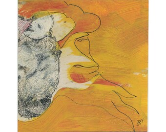 Drawing/painting/collage original 15/15 cm (5.9/5.9 inch)