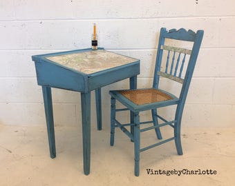 Vintage school desk and chair