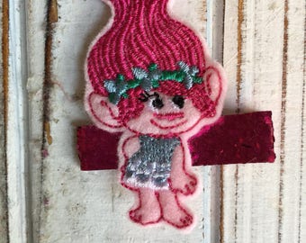 Poppy hair clips, trolls hair clip, poppy birthday, trolls birthday, trolls party, poppy barrette, poppy clip, poppy costume, trolls