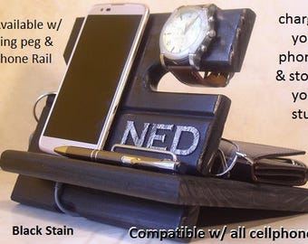 Husband Gift, Fiance Gift, Mens Valet, Boyfriend Gift, Docking Station, Phone Charging Station, Cellphone Dock, Organizer for Men