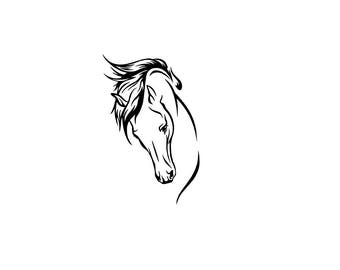 Pretty horse head download, unique animal svg, dxf, eps, ai, png, instant download, running horse head, equine, equestrian file, horse head