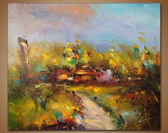 Landscape Oil Painting, Palette Knife, Modern Art, Canvas Painting, Abstract Landscape Painting, Original Artwork, Home Decor, Wall Art